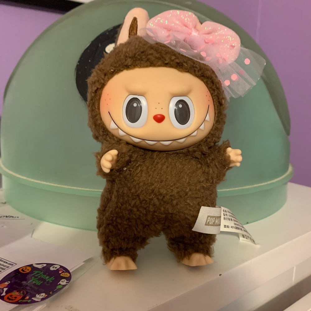 Adorable Brown lafufu Monster with Pink Bow